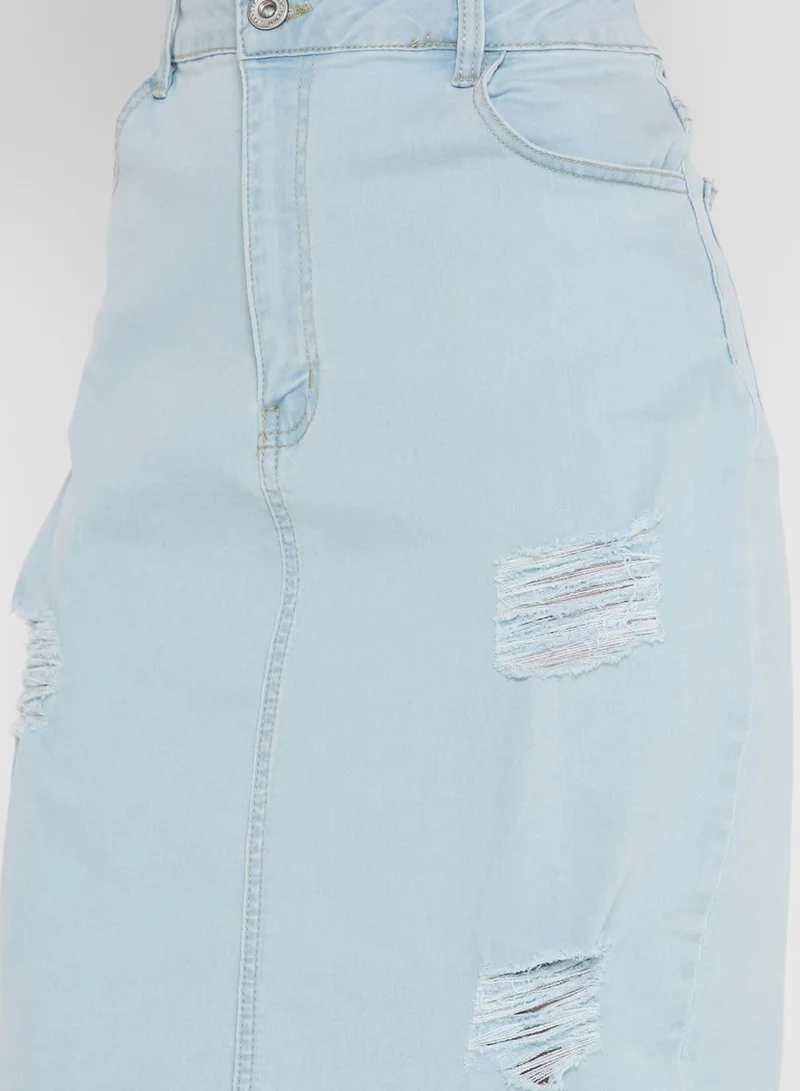 boohoo Denim Midi Skirt