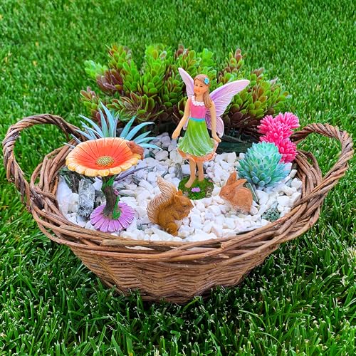 Mood Lab Fairy Garden Kit - Miniature Figurines & Accessories - Flower Set of 4 pcs - for Outdoor or House Decor - Image 4