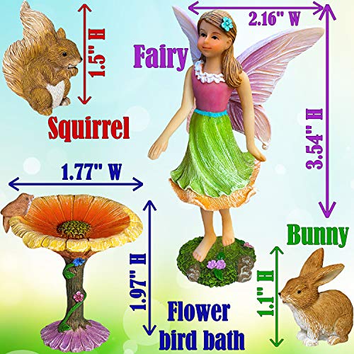 Mood Lab Fairy Garden Kit - Miniature Figurines & Accessories - Flower Set of 4 pcs - for Outdoor or House Decor - Image 3