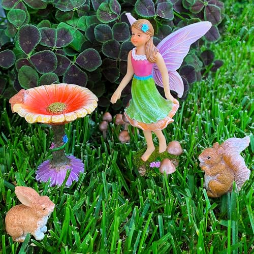 Mood Lab Fairy Garden Kit - Miniature Figurines & Accessories - Flower Set of 4 pcs - for Outdoor or House Decor - Image 2
