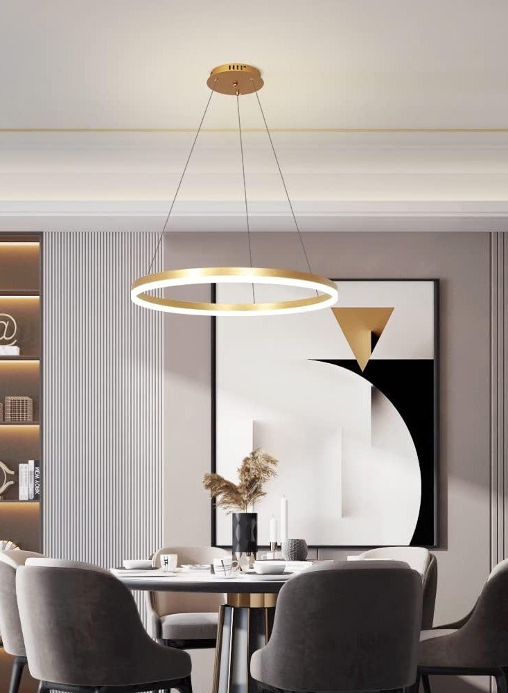 YATAI LIGHTING Modern Led Gold Chandelier, 1 Ring Contemporary Led Chandelier Circular Pendant Light, Dimmable Hanging Ceiling Light Fixture for Living Dining Room Bedroom Staircase Foyer, 3000-6000K,34W. - Image 4