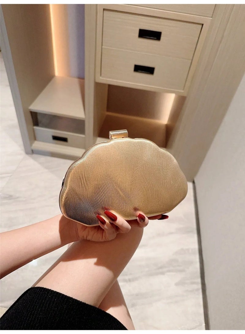 Luxury Women’s Evening Clutch Bag with Elegant Embossed Gold Leather Design, Adds a Sophisticated Touch to Any Outfit, Featuring a Premium Shoulder Chain for Easy Carrying and Hands-Free Movement, Perfect for Special Occasions - Image 1