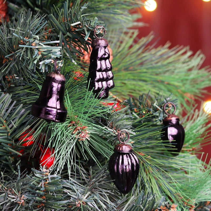 Indian-Shelf 300 Pieces Glass Silver Black Christmas Ornaments Decorative Mercury Mini Vintage Bulk Hanging Ornaments for Halloween Christmas Tree New Year Valentine Day Holidays Event and Wedding Party Decor - Image 5