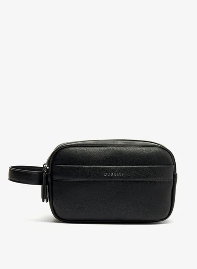 DUCHINI Men's Solid Pouch with Zip Closure and Wristlet Strap