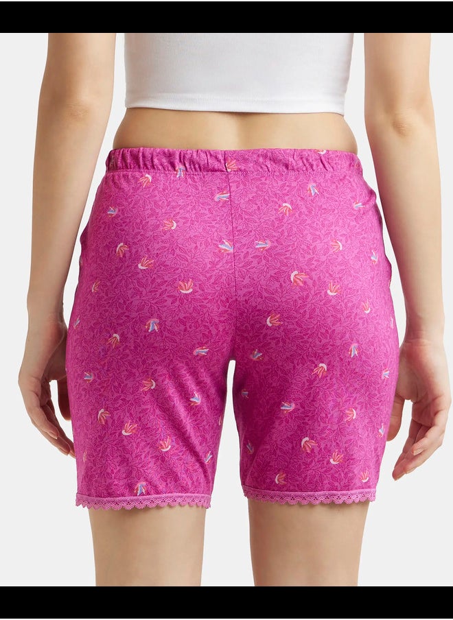 JOCKEY Jockey RX10 Women's Micro Modal Cotton Relaxed Fit Printed Shorts with Lace Trim Styled Side Pockets  - Image 3