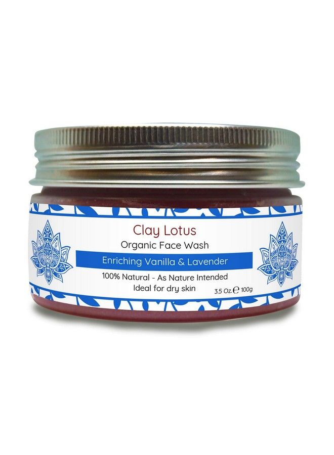 Clay Lotus Organic Face Wash For Dry Mature Skin. Antiaging Natural Cleanser Hydrates & Reduces Wrinkles To Restore Radiance. Vegan Formula  - Image 1