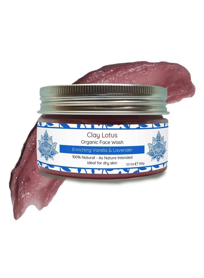 Clay Lotus Organic Face Wash For Dry Mature Skin. Antiaging Natural Cleanser Hydrates & Reduces Wrinkles To Restore Radiance. Vegan Formula  - Image 3