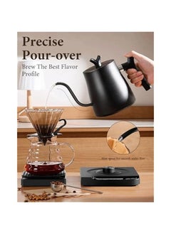 HOOKOR Electric Gooseneck Kettle,Stainless Steel Electric Water Kettle & Coffee Kettle with Temperature Indicate,1000W Quick Heating Constant Temperature, Auto Shut Off, Touch Screen Panel (Black)  - Image 3
