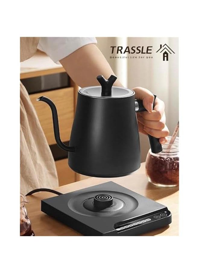 HOOKOR Electric Gooseneck Kettle,Stainless Steel Electric Water Kettle & Coffee Kettle with Temperature Indicate,1000W Quick Heating Constant Temperature, Auto Shut Off, Touch Screen Panel (Black)  - Image 4