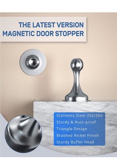 Generic Magnetic Door Stop Stainless Steel 201 Door Catch Holder No Drill Doorstop with 3m Self Adhesive Tape Screws for Stronger Wall Floor Mount Hold Door Open  - Image 5