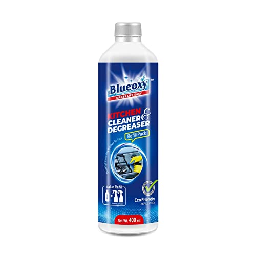BLUEOXY Kitchen Cleaner & Degreaser Refill Pack | Kitchen Grease Remover | Oil Stain Remover | Glass Stove Top Cleaners | Kitchen Surface & Hygiene Cleaner | Ecological Formulation | 400 ML | QTY 1 - Image 1