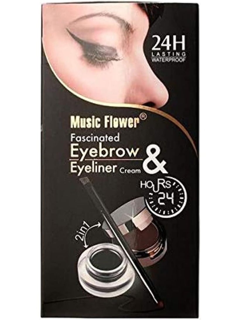 Music Flower Waterproof Eyebrow Tattoo And Eyeliner Set Brown - Image 1