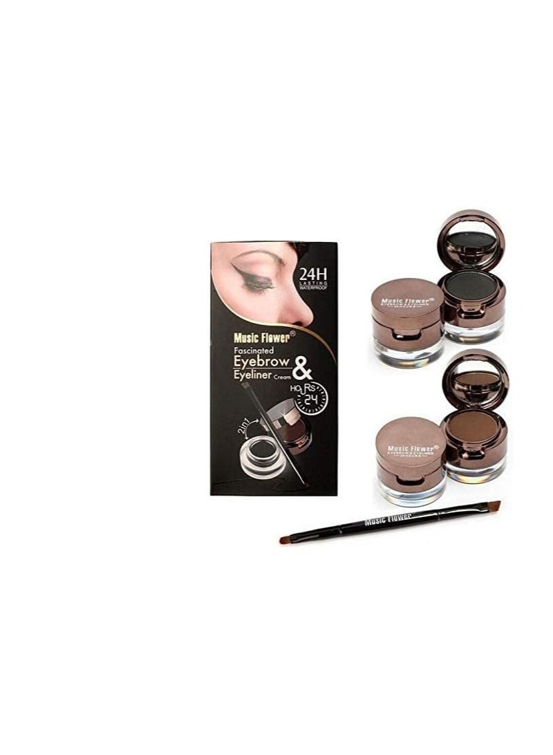 Music Flower Waterproof Eyebrow Tattoo And Eyeliner Set Brown - Image 2