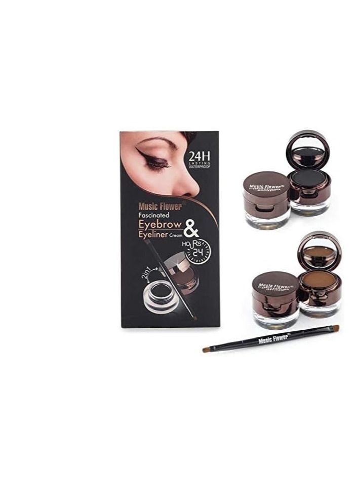Music Flower Waterproof Eyebrow Tattoo And Eyeliner Set Brown - Image 3