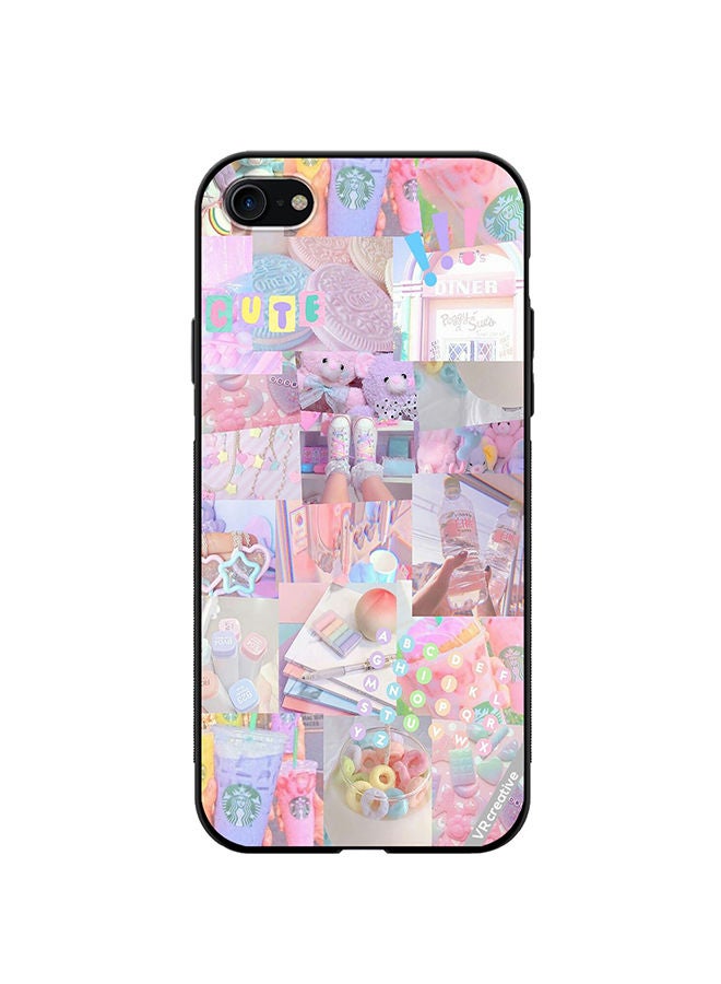 VR CREATIVE غطاء حماية لجهاز آبل آيفون 7/8/SE 2020 بتصميم كولاج لطيف متعدد الألوان - Image 1