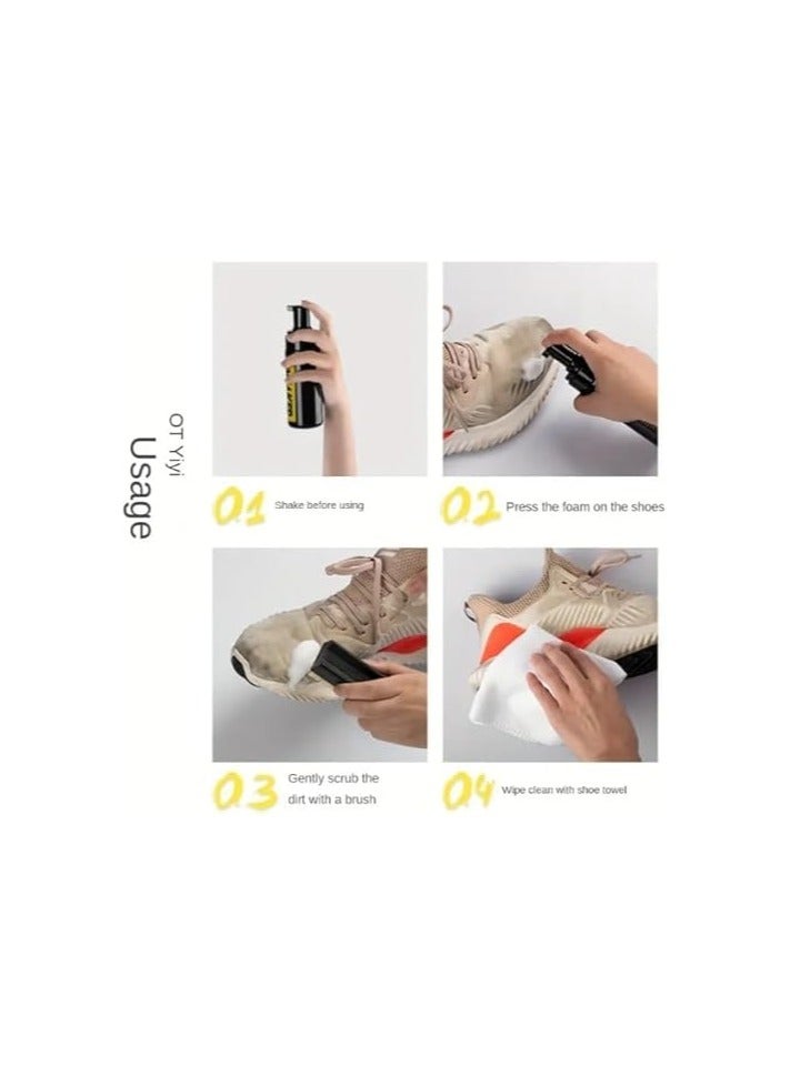 Shoe and Sneaker Cleaner Kit, Easy Detergent for Sneakers Athletic Shoes - Water-Free Foam Sneaker Cleaner with Shoe Brush and Shoe Cloth Easy, Gentle Rub Design | 3 in 1 Stain Remover Spray Removes Dirt, Grime and Grass  - Image 2