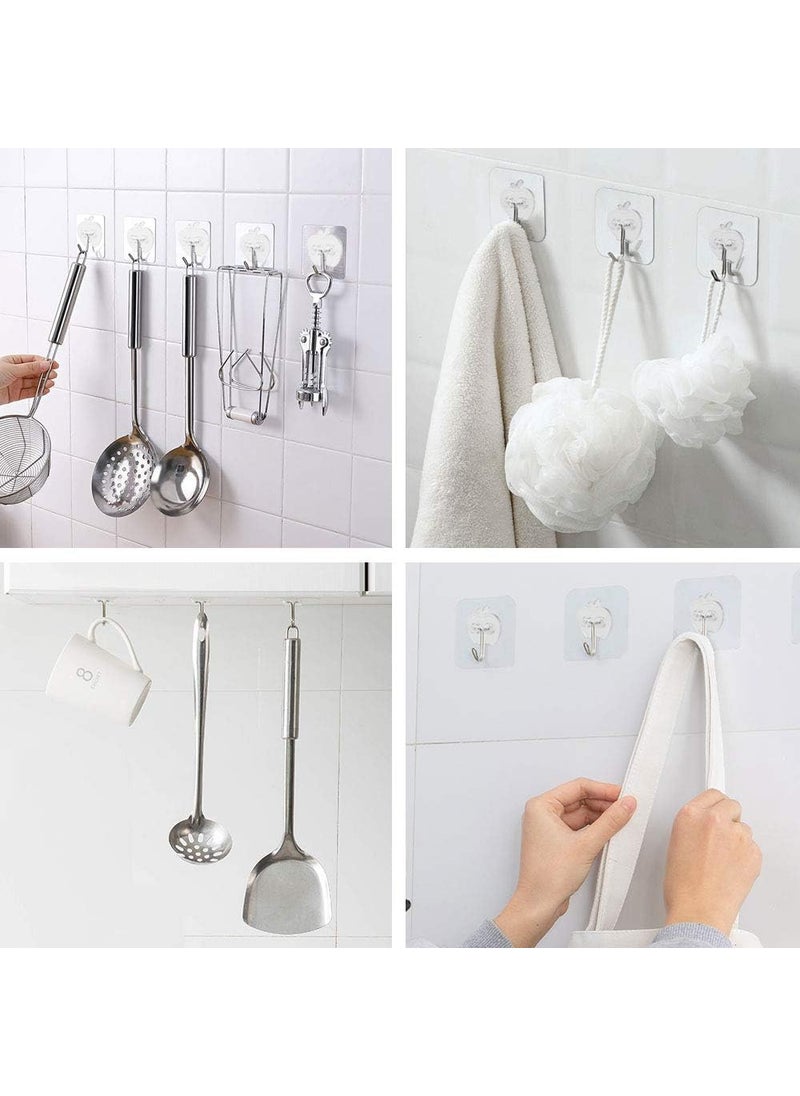 ANH MART ANH MART Adhesive Wall Hooks Heavy Duty Plastic Apple Hooks for Hanging Reusable Sticky Stainless Steel Hook Waterproof and Oilproof Hooks Apply for Kitchen Transparent Pack of 5  - Image 3
