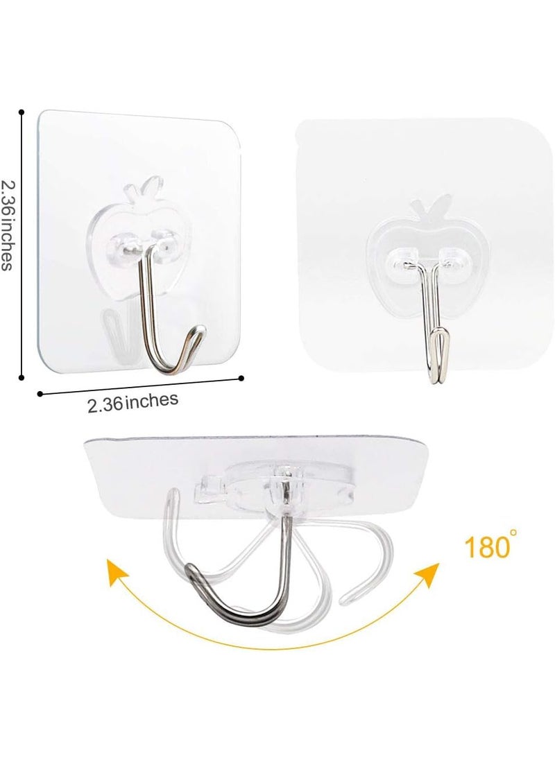 ANH MART ANH MART Adhesive Wall Hooks Heavy Duty Plastic Apple Hooks for Hanging Reusable Sticky Stainless Steel Hook Waterproof and Oilproof Hooks Apply for Kitchen Transparent Pack of 5  - Image 2