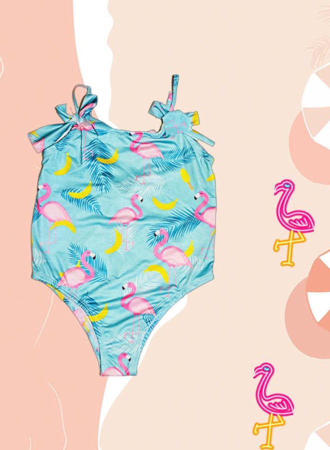 Little Bunnies Girls One Piece Flamingo Swimsuit - Image 3