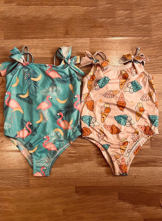 Little Bunnies Girls One Piece Flamingo Swimsuit - Image 2