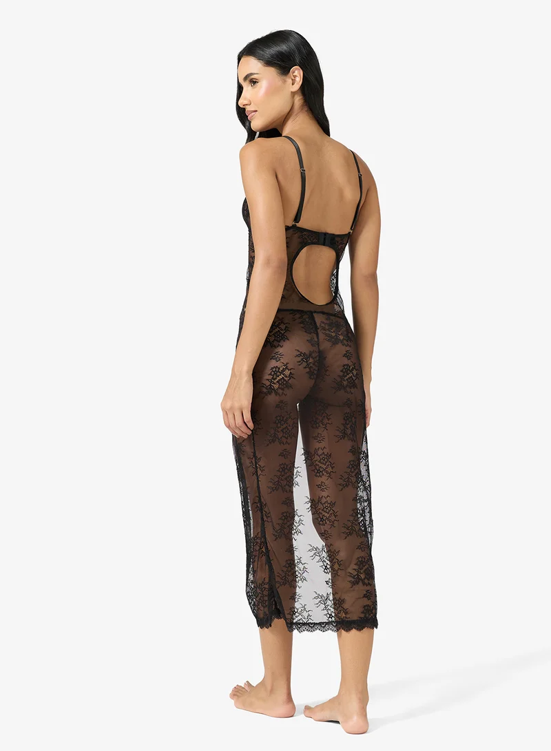 ELLA Lace Night Dress With Slit
