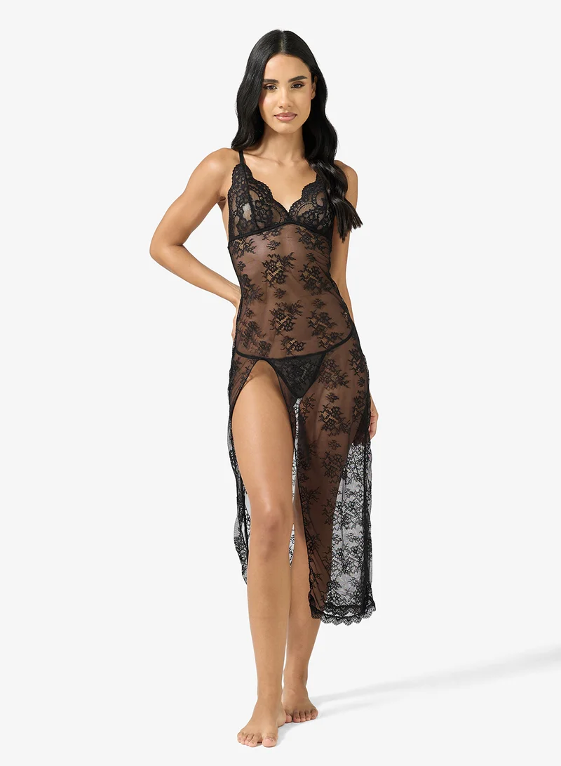 ELLA Lace Night Dress With Slit
