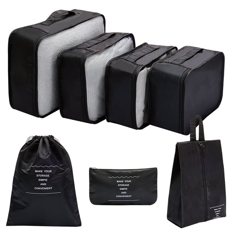 Carefully Selected British-Style Cross-Border Travel Storage Bag, Seven-Piece Business Trip Storage Set, Amazon Clothing Storage Bag Black