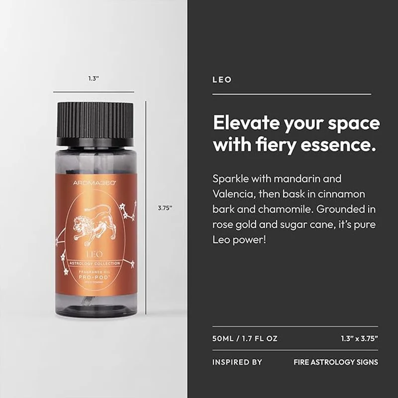AROMA360 Leo Pro-Pod Oil Blend - Astrology Inspired for Luxury Essential Oil Diffusers - Aromatherapy Scent Diffuser Oil - Valencia Bloom, Cinnamon Bark, and Rose Gold - 50 mL, 1.7 fl oz
