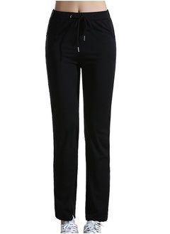 إسكدنيا Women's Solid Color Highly Elastic Yoga Pants Comforty Loose Casual Pants Black  - Image 1