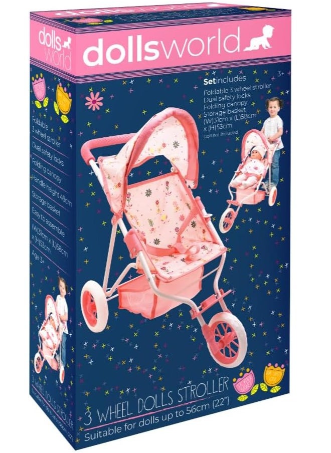 dolls world - Dolls World - 3 Wheel Dolls Stroller - Image 1