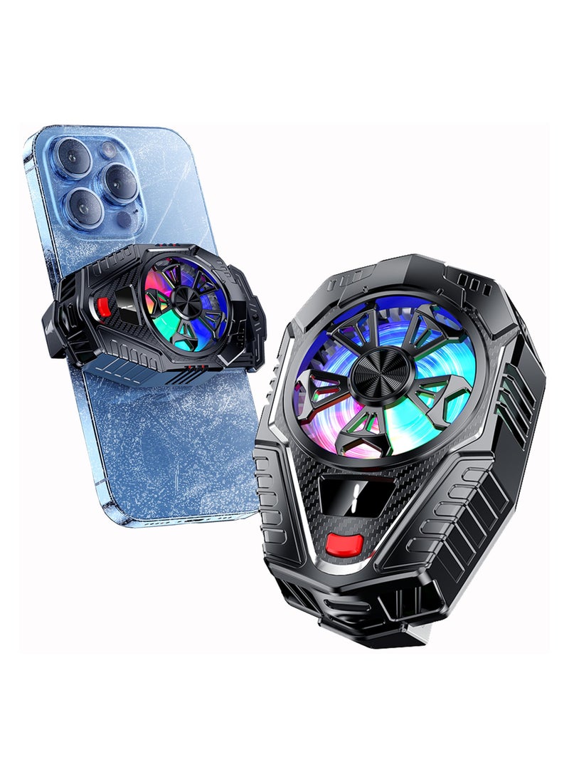 SYOSI Portable RGB Phone Cooler Fan, Lightweight Mobile Phone Cooling Radiator with Temperature Display, Silent Semiconductor Cooling for Gaming, Tiktok Live Streaming, Compatible with iPhone, Android, iPad - Image 1