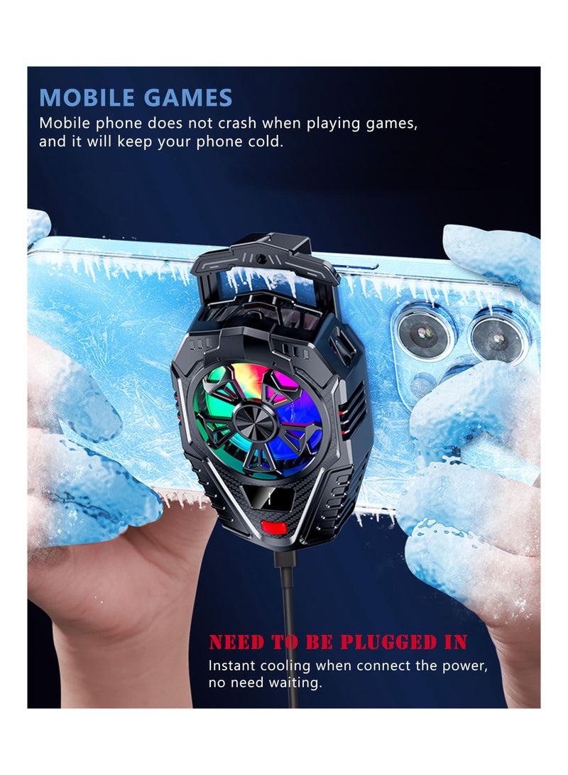 SYOSI Portable RGB Phone Cooler Fan, Lightweight Mobile Phone Cooling Radiator with Temperature Display, Silent Semiconductor Cooling for Gaming, Tiktok Live Streaming, Compatible with iPhone, Android, iPad - Image 3