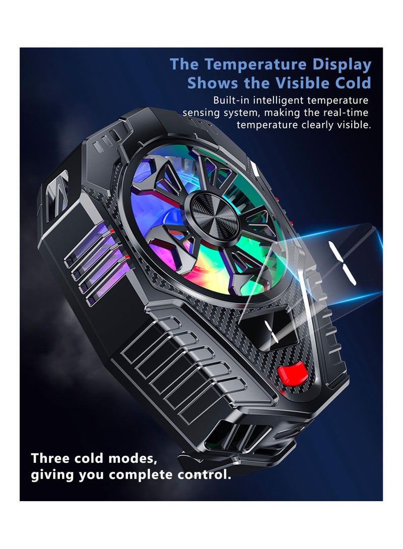 SYOSI Portable RGB Phone Cooler Fan, Lightweight Mobile Phone Cooling Radiator with Temperature Display, Silent Semiconductor Cooling for Gaming, Tiktok Live Streaming, Compatible with iPhone, Android, iPad - Image 4