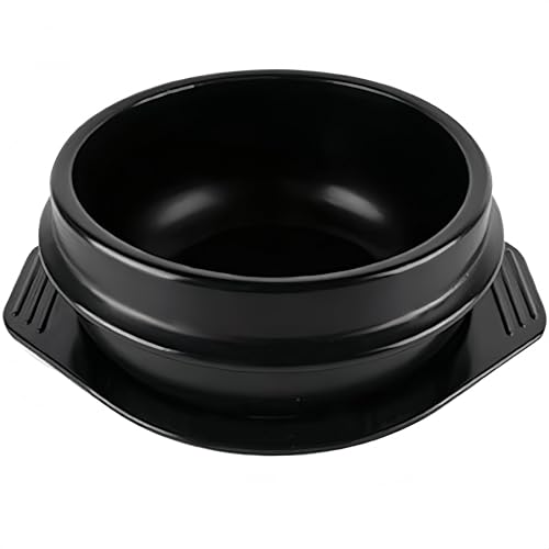 Whitenesser Korean Cooking Korean Stone Bowl By Whitenesser, Stone Pot Sizzling Hot Pot for Bibimbap and Soup (Large, No Lid) - Premium Ceramic with Melamine Tray (52.3 OZ) - Image 1