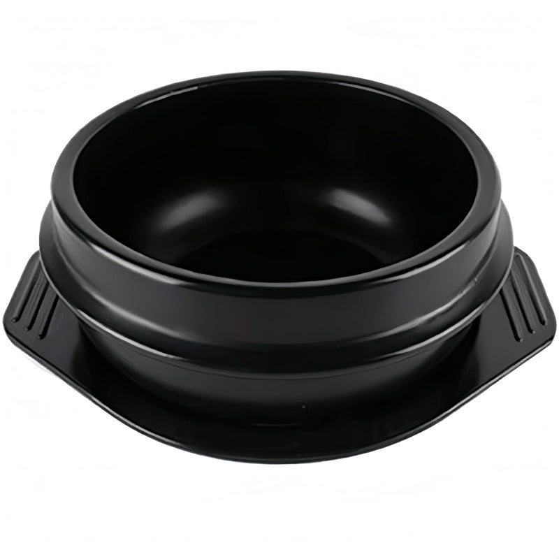 Whitenesser Korean Cooking Korean Stone Bowl By Whitenesser, Stone Pot Sizzling Hot Pot for Bibimbap and Soup (Large, No Lid) - Premium Ceramic with Melamine Tray (52.3 OZ) - Image 5