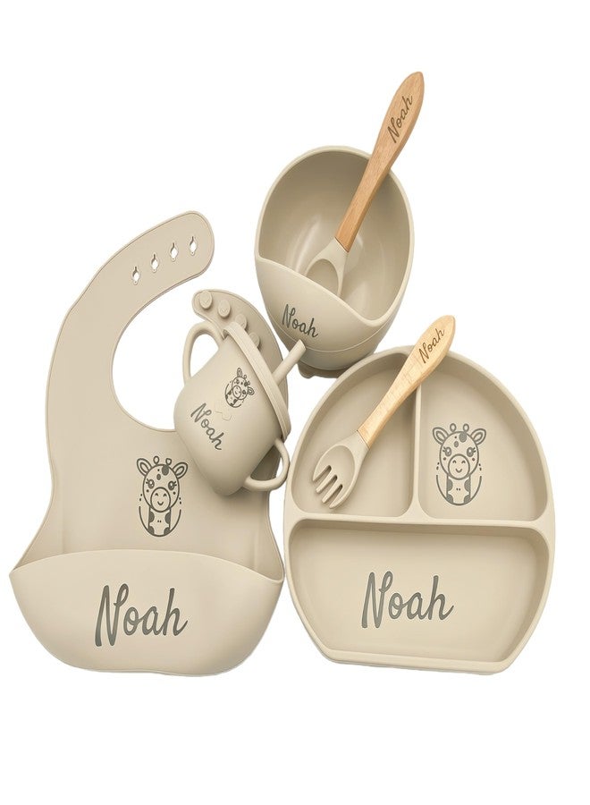 MIYOCAR Personalized Silicone Baby Feeding Kit with Name – BPA-Free Self-Feeding Starter Set for Infants & Toddlers, Custom Baby Gift for Boys and Girls，lovely Baby Product (Color Y24) - Image 1