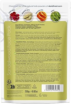 Davis Finest Davis Finest Organic Sandalwood Powder Face Pack 250g Chandan Pure Natural Beauty Facial Mask Skin Brightening Moisturizing Smooth Radiant Glowing Skincare  - Image 2
