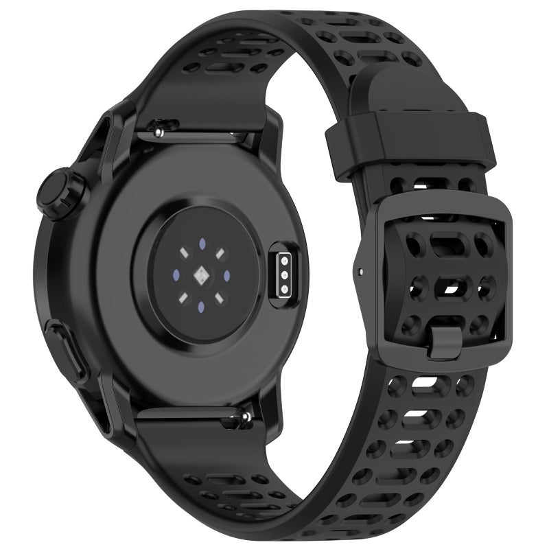 AWADUO 20mm Silicone Replacement Strap for COROS APEX 2/PACE 2/APEX 42mm – Quick Release Smartwatch Band (Black) - Image 2