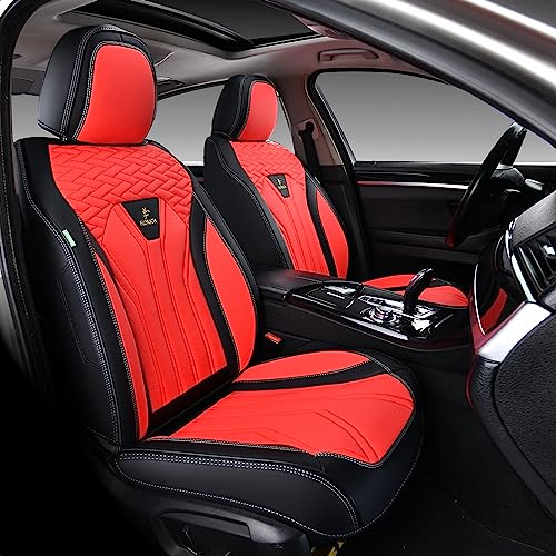 FLORICH Seat Covers for Cars, Waterproof Seat Covers, Leather Car Seat Covers 2 Pack, Universal Seat Cushion Protector for Most Cars Trucks SUV-Black&Red - Image 1