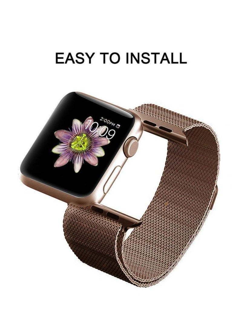 Generic - Band For Smart Watch 42/44mm, Stainless Steel Milanese Loop with Adjustable Magnetic Closure Clasp IWatch Band For Smart Watch Series 4 Series 3 Series 2 Series 1, Rose Pink - Image 1