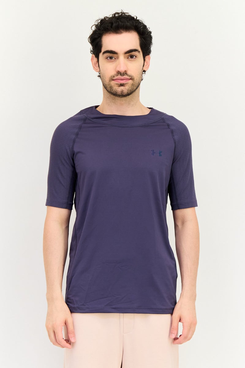 UNDER ARMOUR تي شيرتات تدريبية قصيرة الأكمام للرجال، لون أرجواني داكن - Image 1