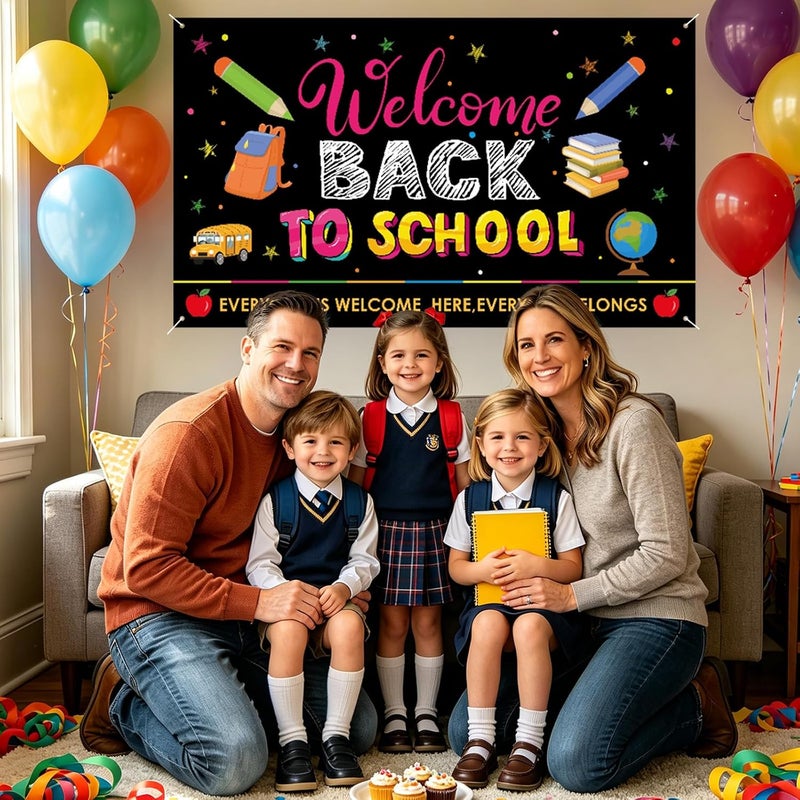 ARS Back to School Banner Backdrop, First Day of School Welcome Photography Background, Reusable School Party Decorations Banner for Teachers, Students, Classroom, Kindergarten & School Events - Image 5