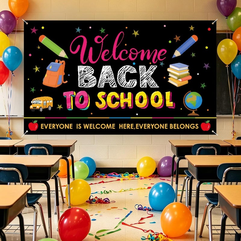 ARS Back to School Banner Backdrop, First Day of School Welcome Photography Background, Reusable School Party Decorations Banner for Teachers, Students, Classroom, Kindergarten & School Events - Image 4