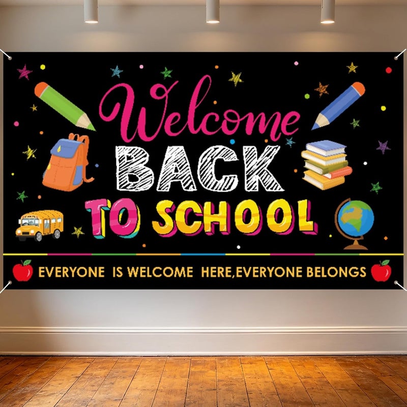 ARS Back to School Banner Backdrop, First Day of School Welcome Photography Background, Reusable School Party Decorations Banner for Teachers, Students, Classroom, Kindergarten & School Events - Image 1