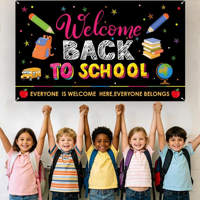 ARS Back to School Banner Backdrop, First Day of School Welcome Photography Background, Reusable School Party Decorations Banner for Teachers, Students, Classroom, Kindergarten & School Events - Image 3