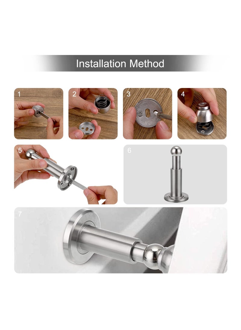 Sturdy Magnetic Door Stopper Adjustable Stainless Steel Stop with Hardware Wall Mounted Magnetism Metal Doorstop for Bedroom Bathroom Kitchen Home Office Silver  - Image 3
