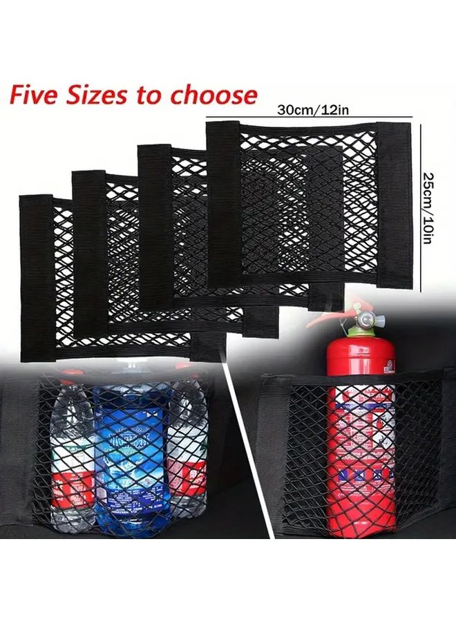 2pcs Black Car Trunk Storage Net Bags 40x25cm Adjustable Elastic For SUV Protection - Image 2