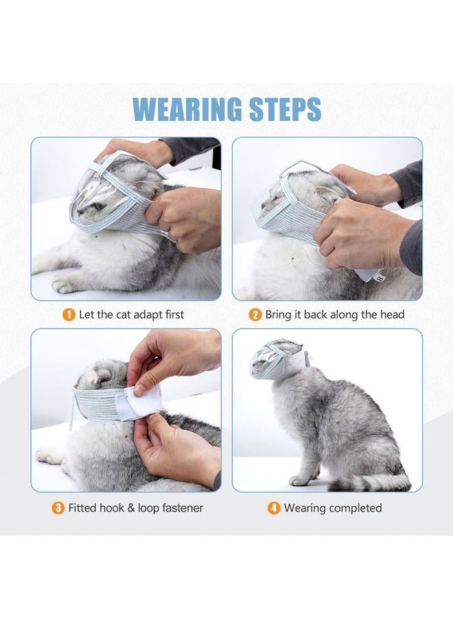MiOYOOW Cat Muzzle, Breathable Cat Face Cover Transparent Anti Bite Face Protection for Nail Trimming Bathing - Image 5