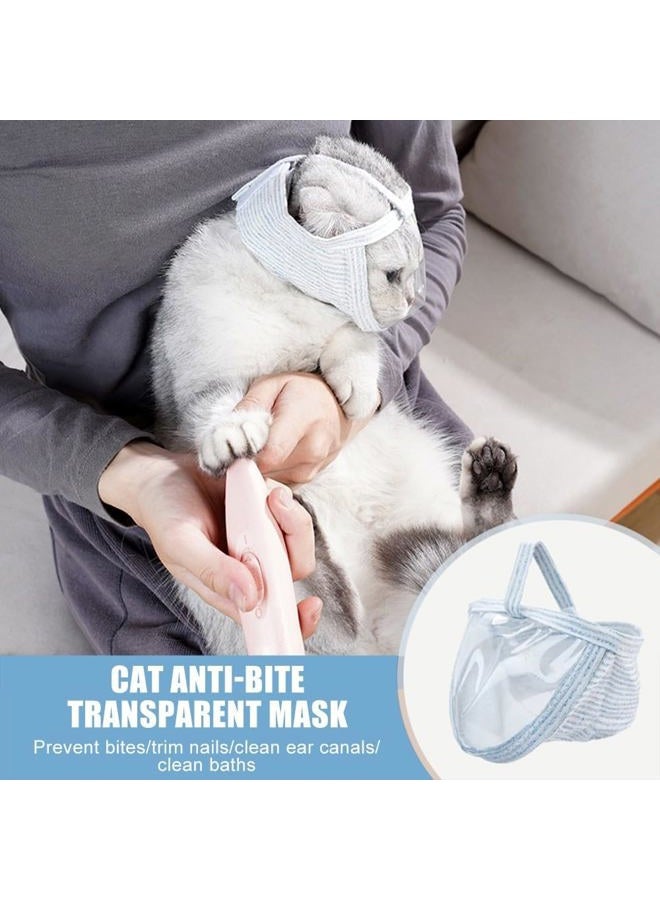 MiOYOOW Cat Muzzle, Breathable Cat Face Cover Transparent Anti Bite Face Protection for Nail Trimming Bathing - Image 3