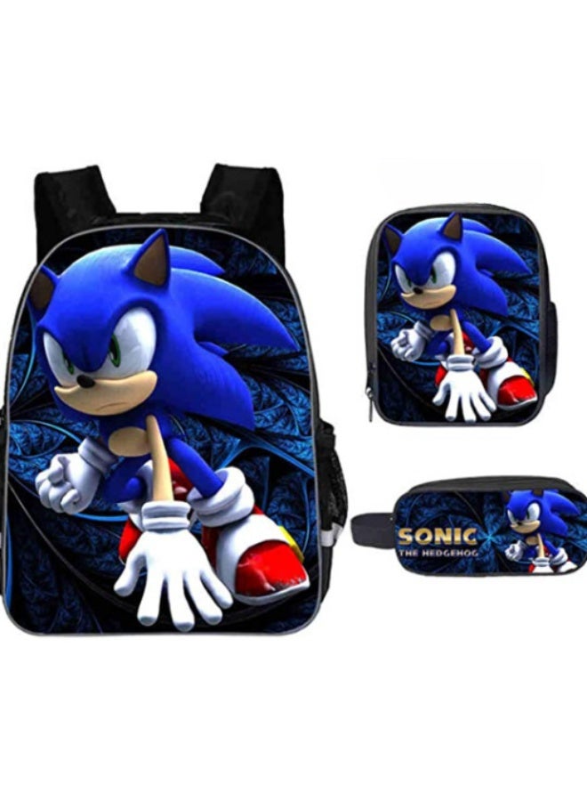 SONIC backpack pencil case satchel three-piece suit men and women leisure sports travel backpack student school backpack - Image 1